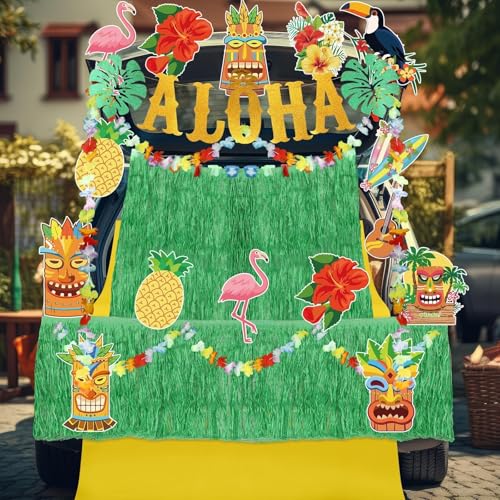 Halloween Car Trunk Decoration Kit with Hawaii Tiki Theme for SUVs & Cars