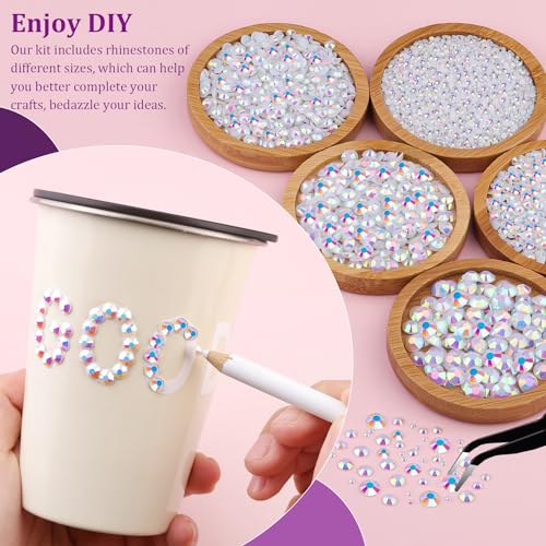 White AB Flatback Rhinestones for Crafting with Jewelry Glue - Small Pack + 3B7000 Adhesive