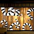 Halloween Sandworm Window Clings - Black & White Striped Extra Large Decals, 6 Sheets - Halloween Decorations
