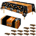 Halloween Tablecloth 12 Pack - 54x108 Inch Leakproof Plastic Cover - Pumpkin Ghost Variation