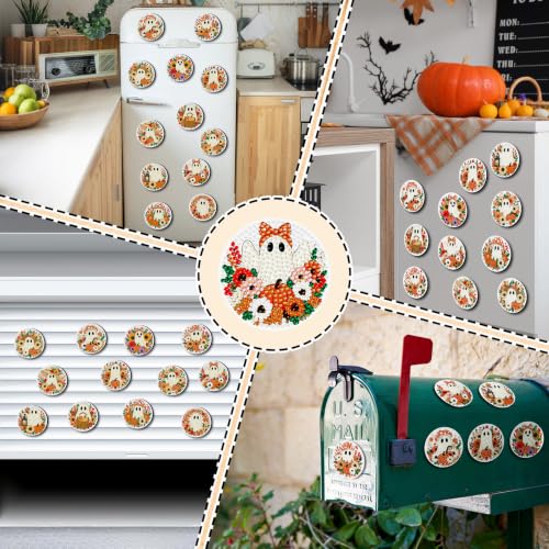 Halloween Ghost Diamond Art Magnets Kit - Fall / Ghost Variation, 12 Pcs