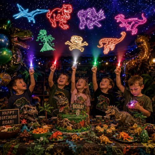 Dinosaur LED Finger Lights - Kids Party Favors with 8 Dinosaur Designs - Variation: Dinosaur