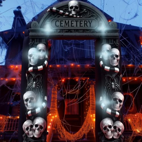 8 Ft Inflatable Halloween Cemetery Arch Decoration - Skull Variation