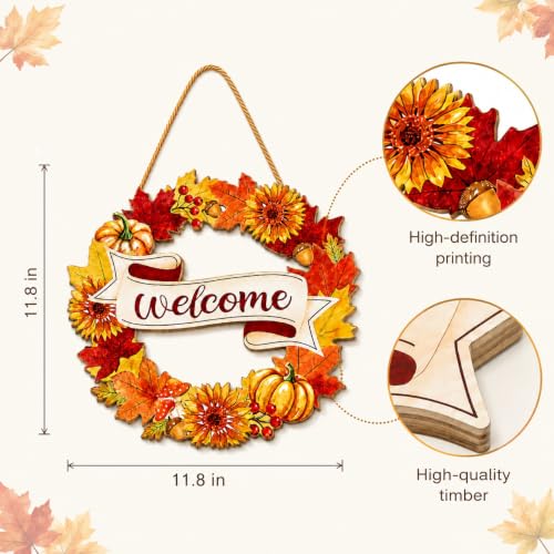 Fall Welcome Door Sign - Fall Wreath Pumpkin Thanksgiving Front Door Sign - FallWelcome