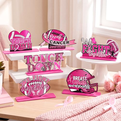 Pink Football Breast Cancer Awareness Table Decorations - 6 Pcs