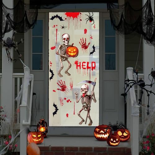 Gkeleton White Skeleton Halloween Window Clings - Double-Sided Skeleton Decals, 4 Sheets & 4 Giant Skeleton Stickers