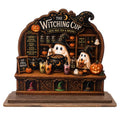 Halloween Ghost Coffee Bar Decor - Wooden Tabletop Sign for Kitchen & Cafe