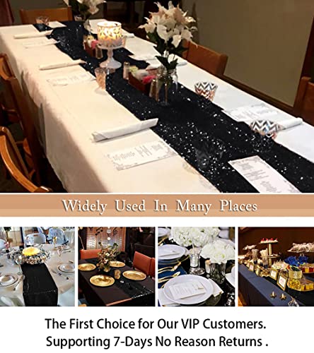 Black Sequin Wedding Table Runner 14x108 Inches Glitter for Events - Variation of THIS listing