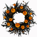 22-Inch Halloween Wreath with Pumpkins and Eucalyptus Leaves - Orange Pumpkin Variation