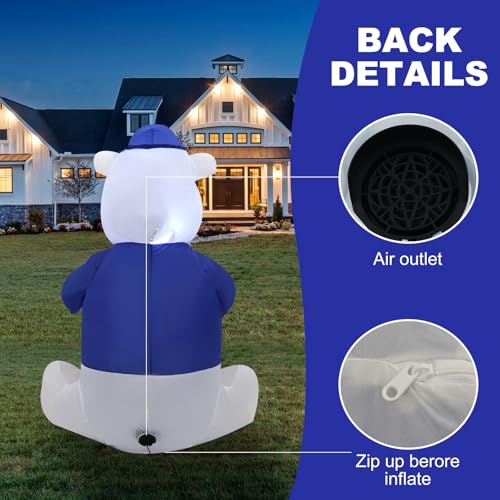 4ft Outdoor Inflatable Hanukkah Polar Bear with LED Lights and Stakes