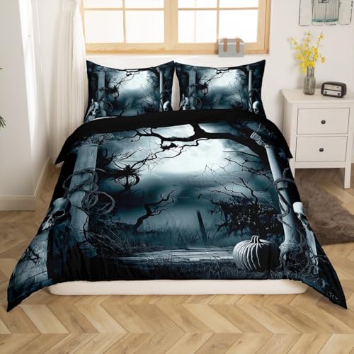 Multi 119 Halloween Tree Bedding Set Twin Size Spooky Gothic Comforter Cover