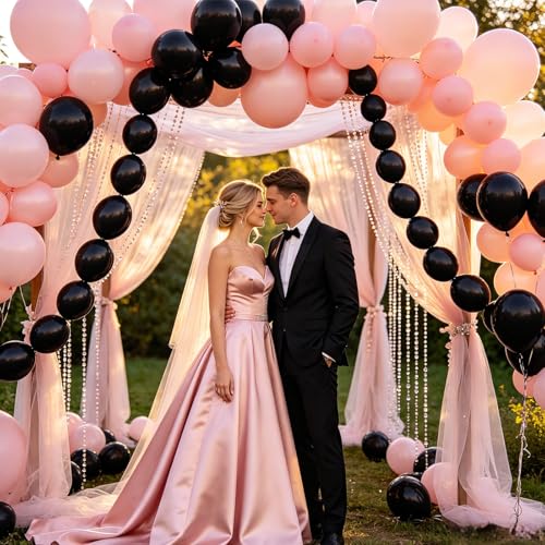 Black Link Balloons 6 Inch Latex Balloon Set - 100 Pack for Party Decor