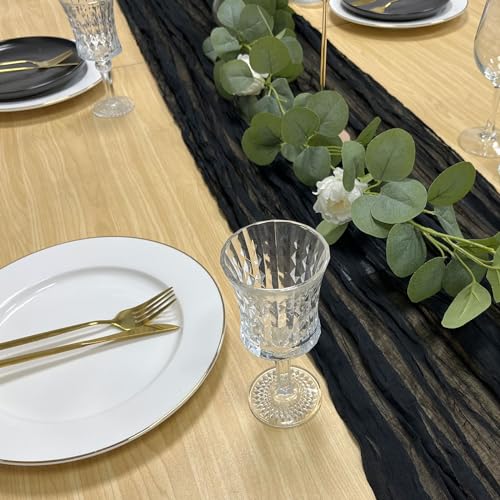 Black Cheesecloth Table Runner 3 Pack - 13.3ft Long, Elegant Wedding Decor