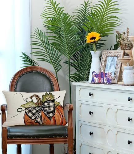 Halloween Pumpkin Lumbar Pillow Cover 12x20 Inches - Orange Fall Decor