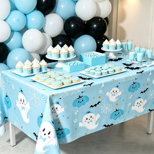 Halloween Tablecloth Set 8 Pack Blue Pumpkin Ghost Bat Waterproof Plastic