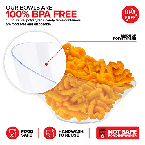 Clear Plastic Serving Bowls 20oz - Set of 4, Medium Disposable Snack & Salad Dishes