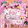 Pink Halloween Baby Shower Decorations Set - 296 Pieces for 24 Guests