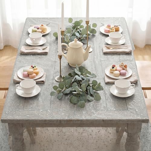 Horaldaily Grey Silver Rectangular Tablecloth 60x120 Inch for Home Dining
