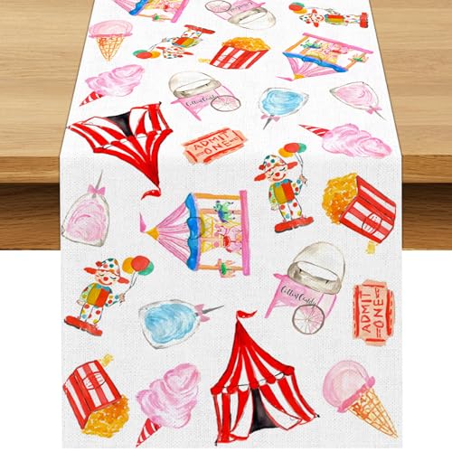 Circus Carnival Party Table Runner - Festival Dining Decor for Halloween & Events