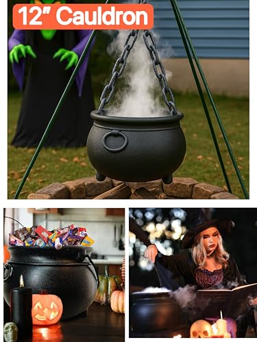 Halloween & St. Patrick’s Cauldron Set - Reusable Plastic Trick-or-Treat Buckets, 12 & 8 Inches