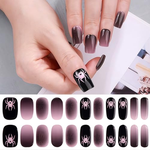 Halloween Gel Nail Stickers Set - Spider Web & Spider Design for DIY Manicure - Halloween Variation