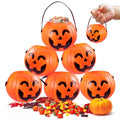 Mini Halloween Pumpkin Buckets Set - 12 Small Trick-or-Treat Candy Bags