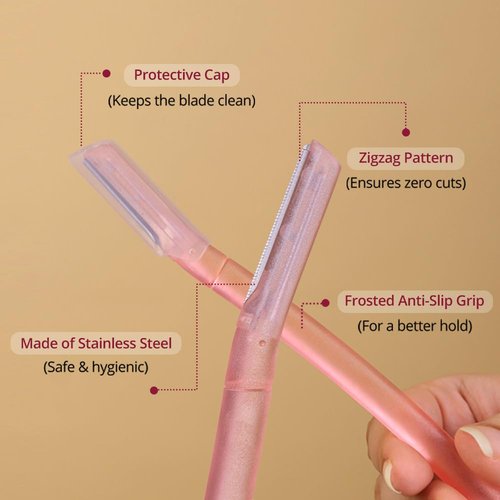 Carmesi Facial Razor for Women | Painless & Precision Face Hair Removal | for Peach Fuzz, Eyebrow, Chin & Upper Lip | Gentle Exfoliation & Smoother Skin | 3 Count (Pack of 2)