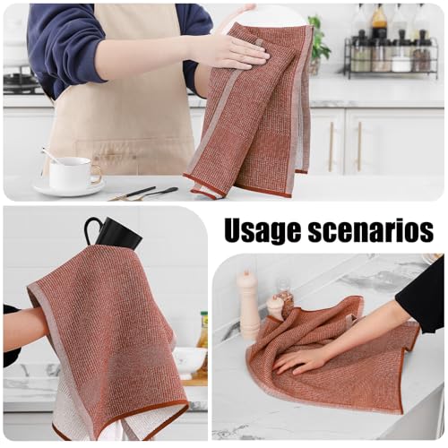 Premium Cotton Kitchen Towels 6 Pack - 18x28 Inches Rust - Soft & Absorbent