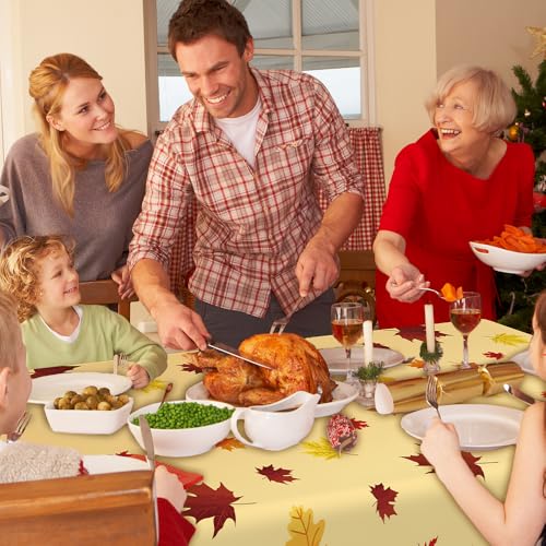 Fall Tablecloth 3 Pcs Thanksgiving Plastic Table Cover Waterproof 108x54 Inches