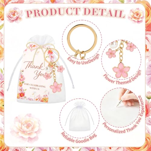 Love Is In Bloom Bridal Shower Keychains Set with Gift Cards - 37 Pcs