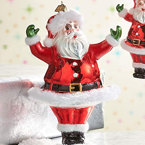 Raz 7.5-Inch Large Retro Santa Glass Christmas Ornament Holiday Decor