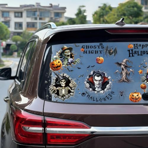 Halloween Window Clings Skeleton Pumpkin Stickers - Ghost Black 22pcs