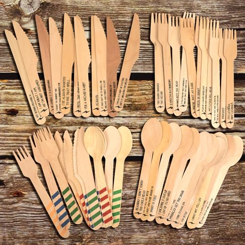 Themed Disposable Cutlery Set - 45 Eco-Friendly Wooden Utensils for Parties