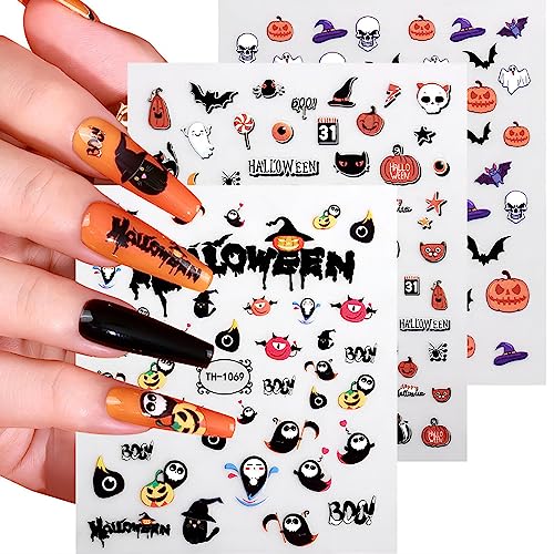 Halloween Glow in The Dark Nail Art Stickers Set - 12 Sheets, Spooky Patterns for DIY Manicure