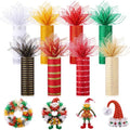 Christmas Mesh Ribbon Rolls - 8 Pack, 10 Inch x 30 Feet, Holiday Wreath Decoration - Variation: Christmas