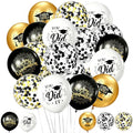 Printed Graduation Balloons 61pcs Black Gold Silver Confetti Latex Party Decorations