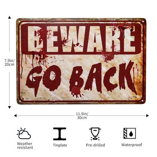 Halloween Party Decorations Outdoor Spooky Metal Sign - Red
