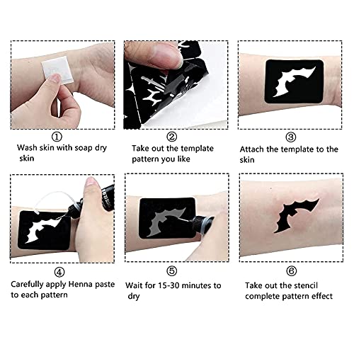 Halloween Glitter Tattoo Stencil Kit - Dark Black, Reusable Airbrush Templates