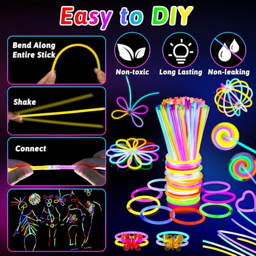Glow in The Dark Party Supplies Bulk Pack for Kids & Adults - Neon Accessories Set