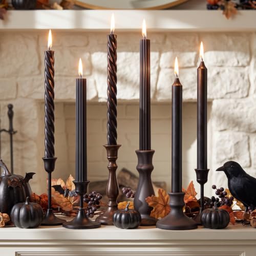 Black Halloween Taper Candles Set - Unscented, Dripless, 10 Inch Tall, 6 Pack Variation of Black