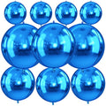 10Pcs Blue Round Foil Balloons 15, 18, 22 Inch for Party Decorations - Reusable