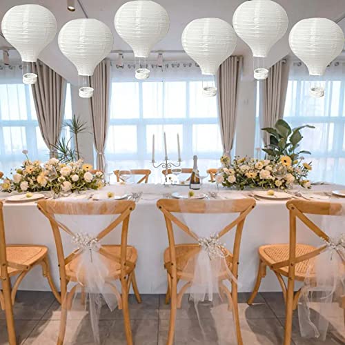 8-Pack 12-Inch White Hot Air Balloon Paper Lanterns Decorations for Parties & Weddings