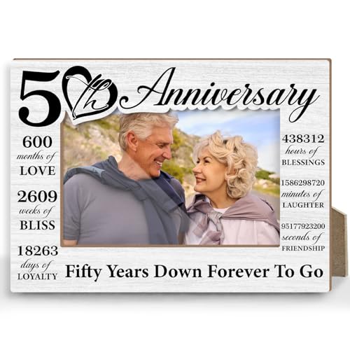 50th Wedding Anniversary Picture Frame - 4x6 Photo Keepsake Gift for Couples