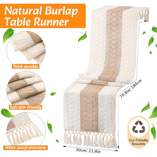 Ivory Boho Placemat and Table Runner Set - Farmhouse Style, 15" & 72" Variation 7
