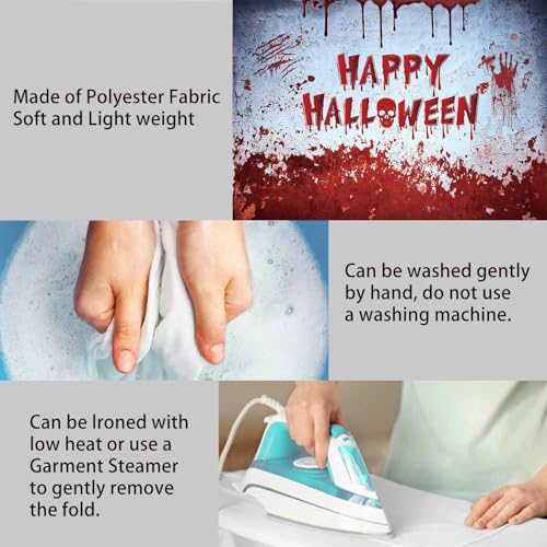Halloween Bloody Blood Dripping Wall Backdrop - Red, White, 5x3ft Horror Decorations