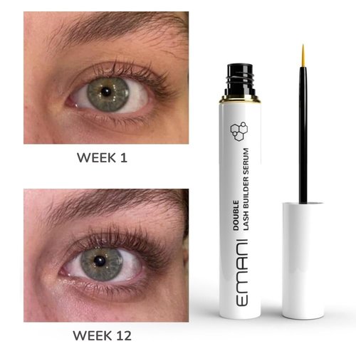 Emani Lash Builder Serum Lash Serum for Eyelash Growth, Clinically Tested for Results in 6 to 8 Weeks, Eyelash Treatment for Longer & Thicker Lashes, Safe for Extensions & False Lashes, 0.10 Fl. Oz.
