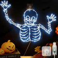 Halloween Skull Window Lights - Wrought Iron Skeleton Decor with 8 Lighting Effects & Timer, 21 Inch