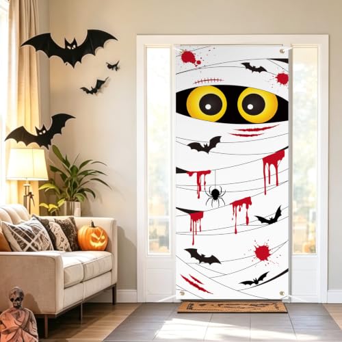 White Halloween Door Cover Decorations Large Photography Background Banner - 6 x 2.5 Feet