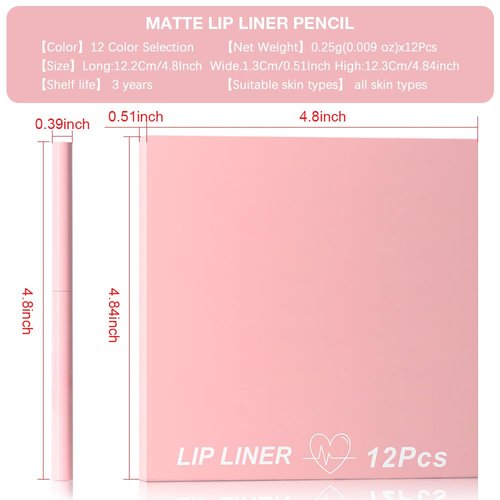 Evpct 12Pcs Retractable Lip Liner Set - Sculpt & Shape Lips in Mauve, Maroon, Red, & More