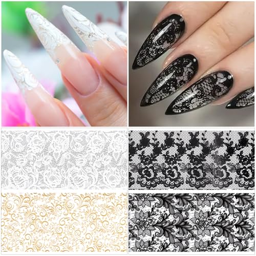 Nail Transfer Foil Set - 20 Sheets with Black, White, Gold Variations